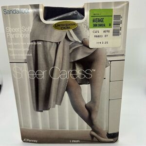 VTG JCPenney Pantyhose Sheer Caress Silky Sheer Off dark charcoal Average